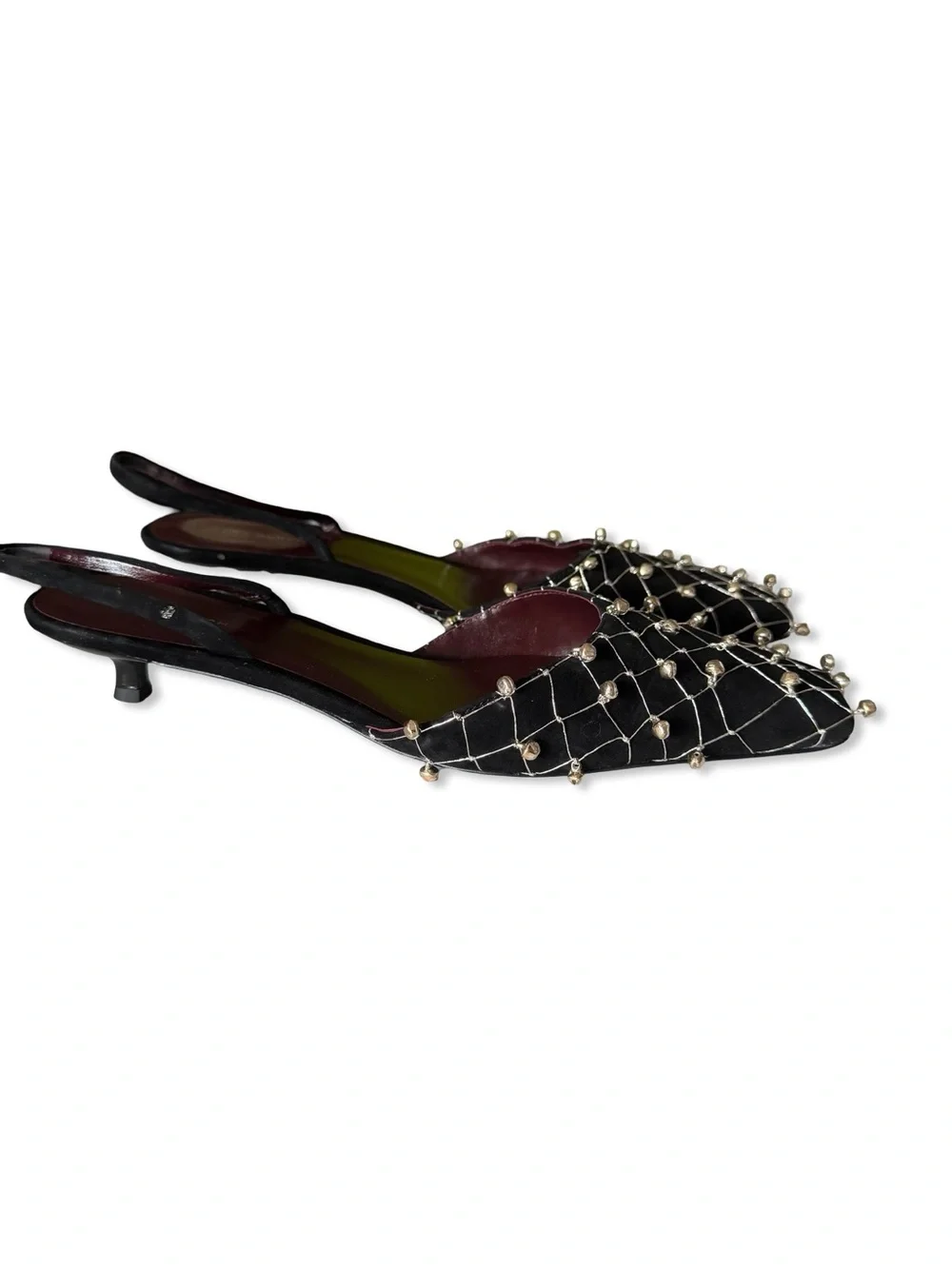 Tory Burch Bell Slingbacks Heels Black silver bell shoes Revolve 10